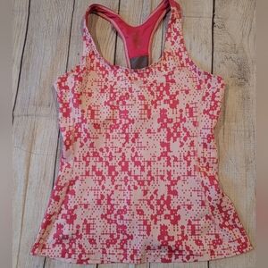 Nike •Size Medium• Dri-Fit Pink Digital Racerback Athletic Tank w/ Built in Bra